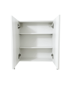 Balta pakabinama spintelė atidaryta